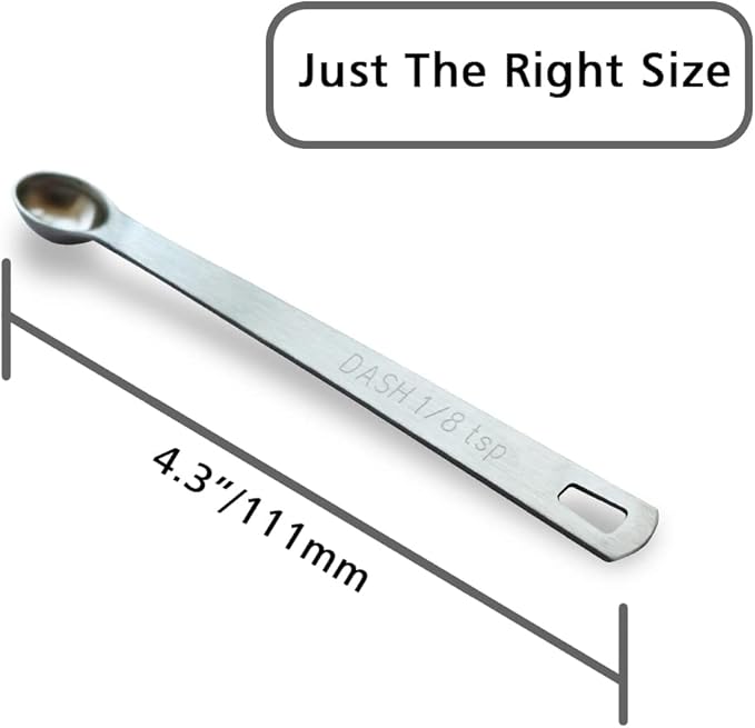 2PCS 1/8 Teaspoon(1/8tsp, 0.625 ml, Dash) Single Tiny Measuring Spoon, Small Individual Stainless Steel Measure Spoons Only