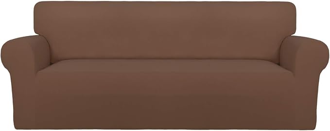PureFit Stretch Couch Covers for Sofa Large Sofa Slipcovers Brown | 1-Piece by PureFit