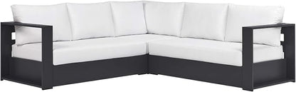 Modway Tahoe Aluminum 3-Piece Outdoor Patio Furniture Gray White, Modular - Image 4