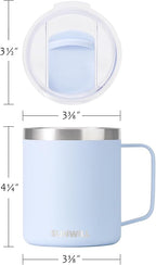 SUNWILL Travel Coffee Mugs Set of 4, Insulated Tumbler with Lid, 14 oz Stainless Steel Cup with Handle Bulk for Gift, Camping, Office, Powder Coated Orchid, Iceberg, Mint, Sakura