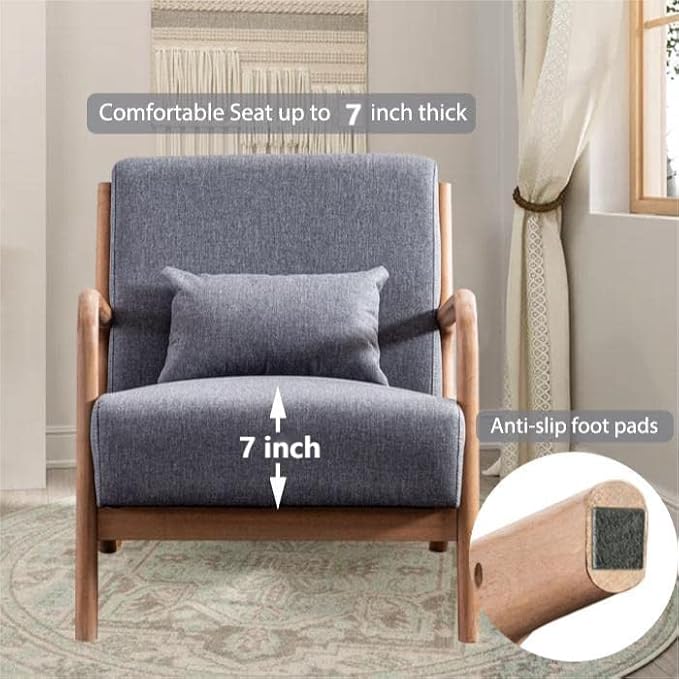 INZOY Mid-Century Modern Accent Chair Set of 2, Dark Grey Living Room Chairs - Image 5