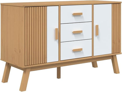 White and Brown Solid Pine Wood Sideboard - Image 2