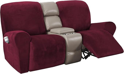 H.VERSAILTEX Velvet Stretch Recliner Couch Covers 6-Pieces Recliner Loveseat by HVERSAILTEX