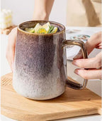 Large 24 oz Ceramic Coffee Mug with Large Handle, Vintage Coffee Cup, Extra Big Tea Cup for Office and Home, Dishwasher and Microwave Safe, Starry Purple