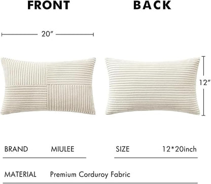 MIULEE Cream White Decorative Lumbar Throw Pillow Covers 12x20 Inch 2 Pack | - Image 6