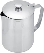 Stainless Steel Milk Frothing Pitcher, Stainless Steel Coffee Cup Mug Milk Frothing Pitcher Jug with Lid for Latte Coffee Art for Office Kitchen with handle(2000ml)