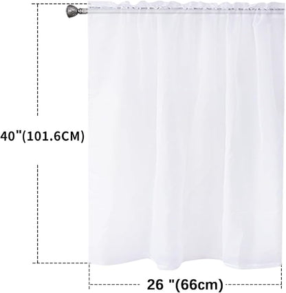 SpaceDresser White Kitchen Sheer Valance Curtains 40 Inch, Voile Sheer Cafe - Image 2
