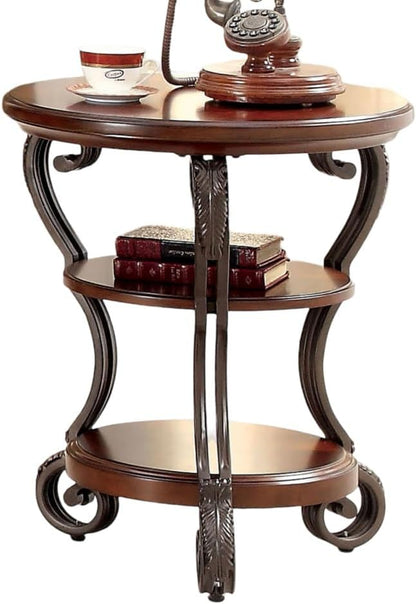 Traditional Style Brown Cherry 1pc Sofa Table Open Bottom Shelf Ornate Design - Image 6