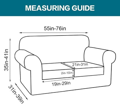 Turquoize 3 Piece Sofa Covers for 2 Cushion Couch Sofa Slipcover Soft Couch - Image 2