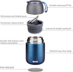 Insulated Thermo Food Jar for Hot & Cold Food for Kids Adult, 17 oz Soup Thermal Hot Food Containers for Lunch, Triple Layer Insulation Stainless Steel Food Jar with Spoon(Blue)