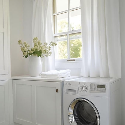 48 Inch Length White Linen Semi Sheer Curtains - Image 8