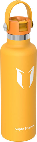 Super Sparrow Insulated Water Bottle - 17 Oz / 25 Oz / 32 Oz - Standard Mouth FlipFlow Flask - BPA Free, Leak Proof Drink Bottle- Ergonomic Straw Water Bottles for Work, Gym, Travel, Sports
