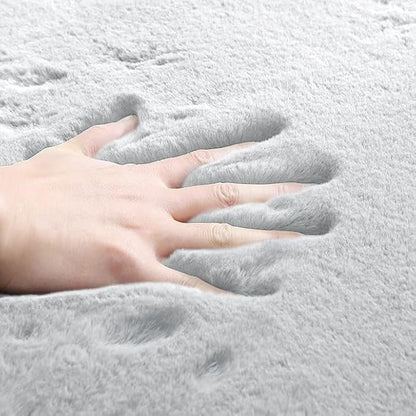 ORINOVA Grey Faux Rabbit Washable Furry Fur Area Rugs - Image 8
