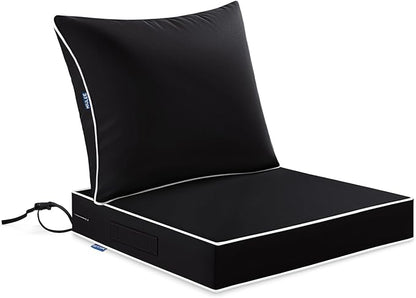 MIULEE Black Outdoor Seat Cushion 22x22 Inch Waterproof & 3 Year Fade Resistant by MIULEE