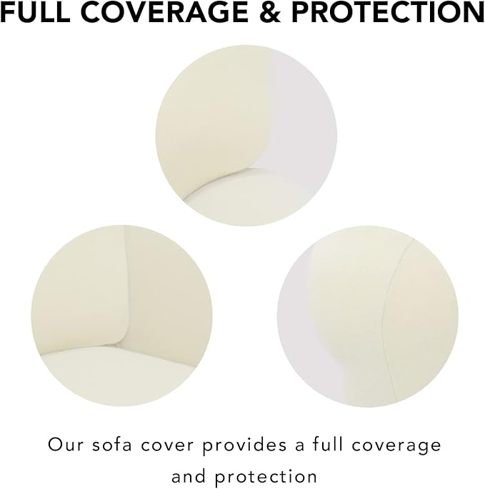 PureFit Stretch Oversized Couch Covers Fleece Sofa Slipcovers Ivory | 1-Piece - Image 4