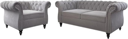 Chesterfield Loveseat Sofa, Modern Velvet Small Sofa Couch 2 Seater - Image 7