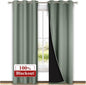 NICETOWN Greyish Green Blackout Curtains 80 inches Long, Full Light Blocking by NICETOWN