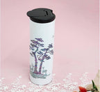 Mother of Pearl Design Stainless Steel Water Bottle 17 oz Leakproof Screw Cap Wide Mouth Double Wall Vacuum Insulated Travel Sport Water Flask Thermo Mug (Deer Pine White)
