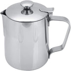 Stainless Steel Milk Frothing Pitcher, Stainless Steel Coffee Cup Mug Milk Frothing Pitcher Jug with Lid for Latte Coffee Art for Office Kitchen with handle(350ml)