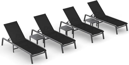 Ciokea Aluminum Foldable Lounge Chairs Set of 4 by CIOKEA
