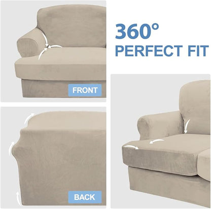 CUCRAF T Cushion Sofa Cover 2 Piece Armchair Slipcovers, Soft Thick Velvet - Image 6