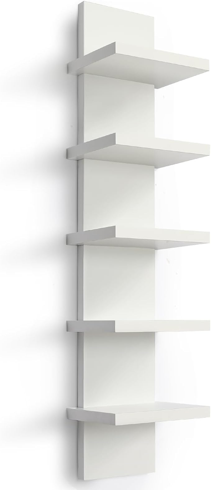 Homaterial 5 Tier Wall Shelf Unit, Small White Vertical Floating Shelf-Narrow by Homaterial