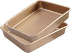 2 Pack Baking Sheet Pans, Deep Size Baking Pan Nonstick Cookie Sheet Brownie Cake Pan Bread Pan Toaster Oven Tray Bakeware, 8.6 x 6.6 x 1.7 Inches