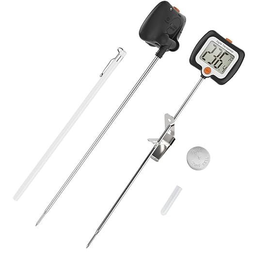 10 Inch Long Digital Candy Thermoometer with Pot Clip,Deep Fry Thermometer,Rotating Display, Best Instant Read Food Meat Thermometer for Candy Making or Deep Frying