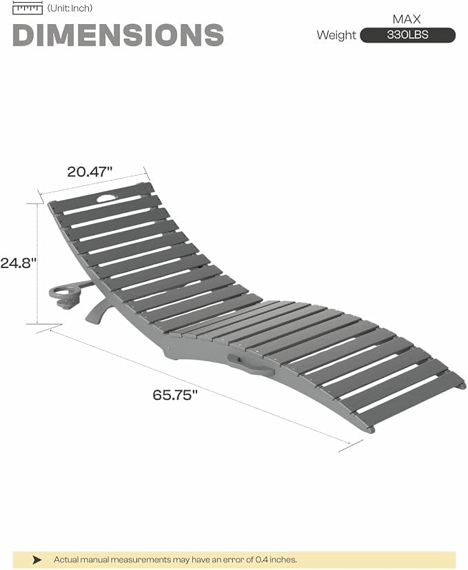 Folding HDPE Pool Lounge Chairs Set of 4, Pre-Assembled Outdoor Chaise Lounge - Image 2
