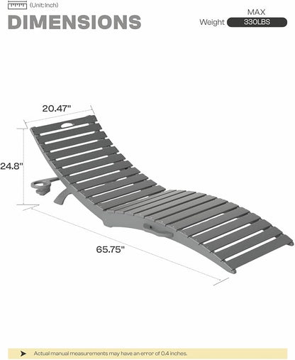 Folding HDPE Pool Lounge Chairs Set of 2, Pre-Assembled Outdoor Chaise Lounge - Image 2