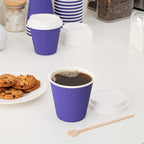 Restaurantware 8 Ounce Double Wall Disposable Coffee Cups, 500 Insulated Royal Purple Paper Tumblers with Ripple Wall Design, Lids Sold Separately for Hot Drinks like Tea, Hot Chocolate, and More