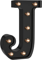 Foaky Black LED Letter Lights for Room Decor - Bedroom Wall Decor, Alphabet Lights for Home, Wedding, Party - Battery Operated （J）