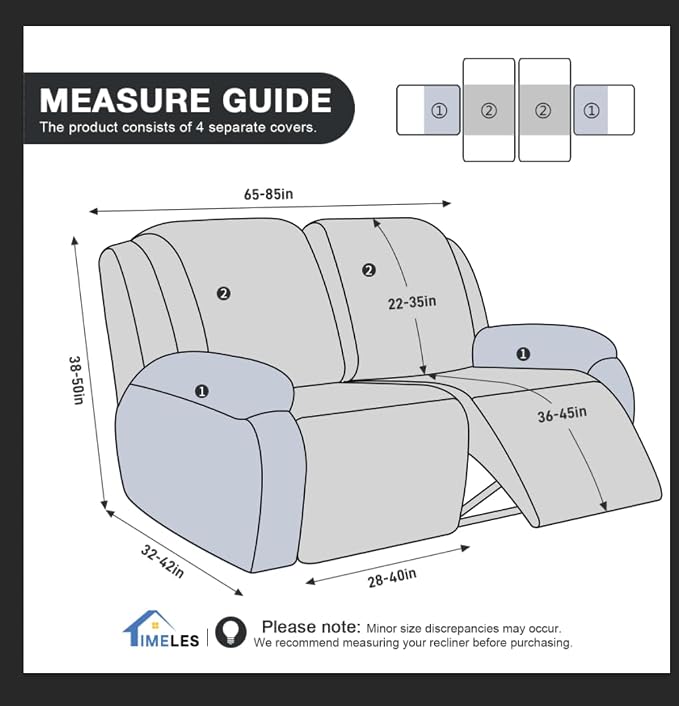 Timeles Extra Wide Recliner Loveseat Cover Oversized Reclining Couch Covers - Image 5