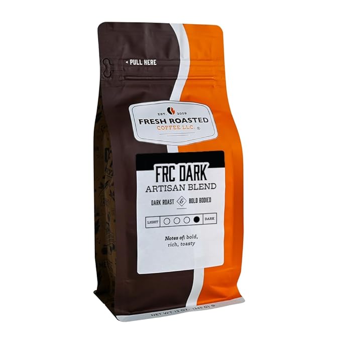 Fresh Roasted Coffee, FRC Dark Roast Blend, 12 oz, Kosher, Ground
