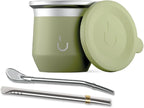 BALIBETOV Yerba Mate Cup – Vacuum Insulated Stainless Steel Gourd with Silicone Cover & Non-Slip Base – Includes 2 Bombillas & Cleaning Brush – Unique Design, Easy to Clean
