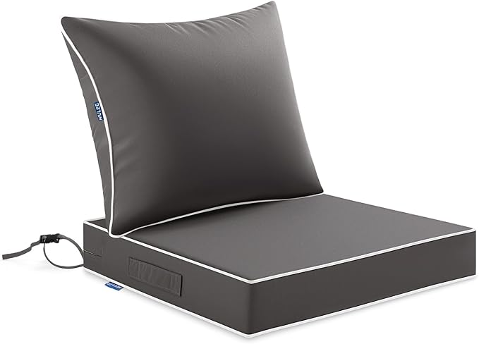 MIULEE Dark Grey Outdoor Seat Cushion 22x24 Inch Waterproof & 3 Year Fade by MIULEE