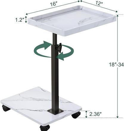 C Table End Table Adjustable Height, 360°Swivel TV Tray Table - Image 3