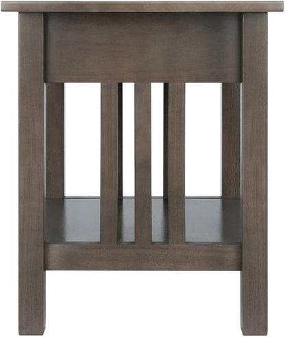 Pemberly Row Transitional Solid Wood Storage End Table, Oyster Gray Finish - Image 9