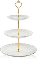 Sweejar 3 Tier Ceramic Cake Stand Wedding, Dessert Cupcake Stand for Tea Party Serving Platter (White)