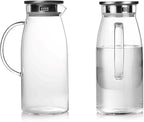 60 Ounces Glass Pitcher with Lid, Hot/Cold Water Jug, Juice and Iced Tea Beverage Carafe