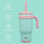 18 oz Tumbler with Side Handle, Insulated Water Bottle with Straw and 2 in 1 Lid, Stainless Steel Cup Travel Coffee Mug for Sports Office Gym,Guava