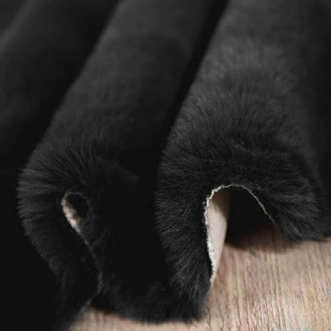 ORINOVA Black Faux Rabbit Washable Fur Area Rugs - Image 5