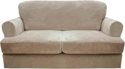 CUCRAF T Cushion Sofa Cover 3 Piece Loveseat Slipcovers, Soft Thick Velvet by CUCRAF