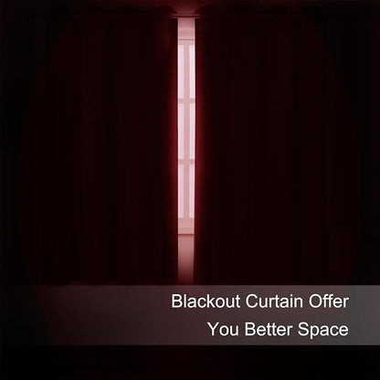 Blackout Curtains 66 x 72 Inch Long Bright Red Curtains Set of 2 Panels Room - Image 3
