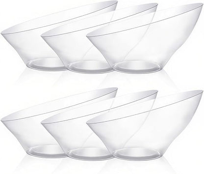 BESTVIP 54oz Clear Plastic Serving Bowls for Party - 12 Pack Angled Disposable Serving Bowls, Party for Chips, Snacks, Fruit, Salad - Bowls for Parties, Daily Use, Catering, Christmas