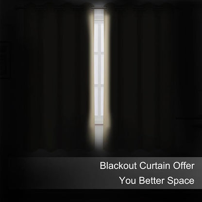 Blackout Curtains 66 x 54 Inch Long Beige Curtains Set of 2 Panels Room - Image 3
