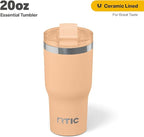 RTIC 20oz Essential Tumbler with Lid, Insulated, Stainless Steel, Metal, Double Wall Vacuum-Insulation, Ceramic Lined, Travel Cup for Iced Coffee, Tea, Hot and Cold Drink, Peach Tea