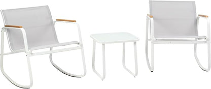 Kozyard 3-Piece Rocking Chair Set, Outdoor Rocking Textilene Bistro Set - Image 8