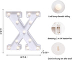 Foaky LED Letter Lights Sign Marquee Light Up Letters Sign for Night Light Wedding/Birthday Party Battery Powered Christmas Lamp Home Bar Decoration(X)