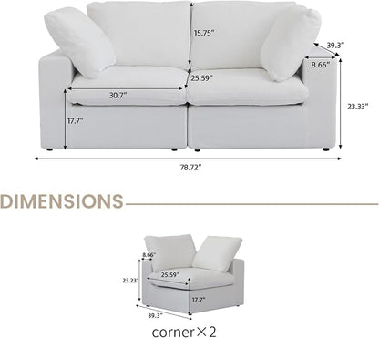 Cloud Modular Sectional Sofa Couch, 80.3" Convertible Couches Loveseat - Image 2